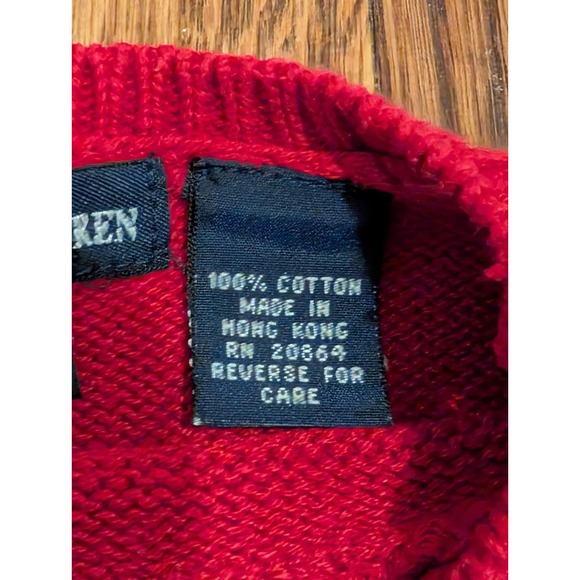 Vtg 90s Ralph Lauren Bear American Flag Crew Neck Sweater Red Cotton Buttons 4T - Picture 5 of 8